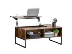 Mesa De Centro, Mesa De Sala De Estar, Mesa De Centro Com Tampo Ajustável Em Altura, Aglomerado, Marrom, 100 X 60 X 44 Cm Sini Tech Store