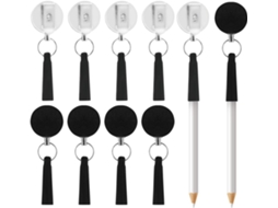 Conjunto de 10 porta-lápis retráteis de alta resistência, com compressão de 65 cm, porta-canetas de silicone elástico com clipe.