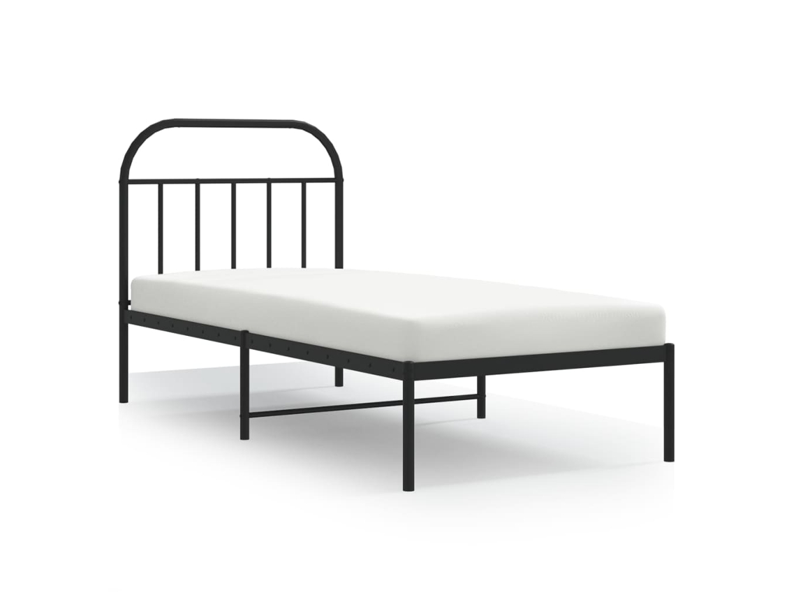 Estrutura de Cama com Cabeceira 80x200 Cm Metal Preto MAISON EXCLUSIVE