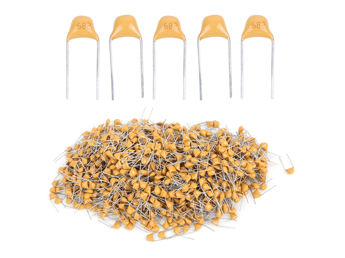 1000 capacitores cerâmicos monolíticos 5.08mm DC50V 6800pf