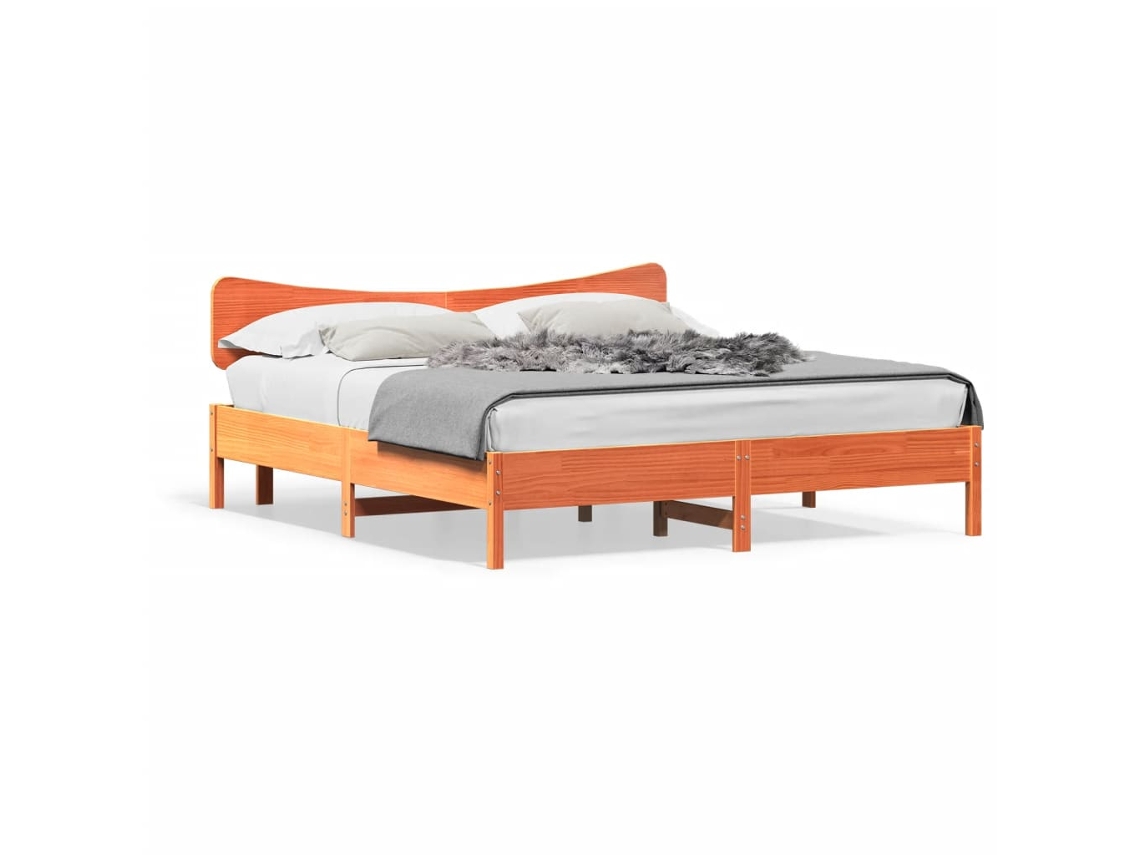 Cama Sem Colchão 200x200 Cm Pinho Maciço Castanho mel MAISON EXCLUSIVE