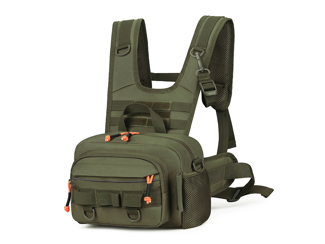 Mochila Tática MDUG (verde) com suporte para Vara de Pesca