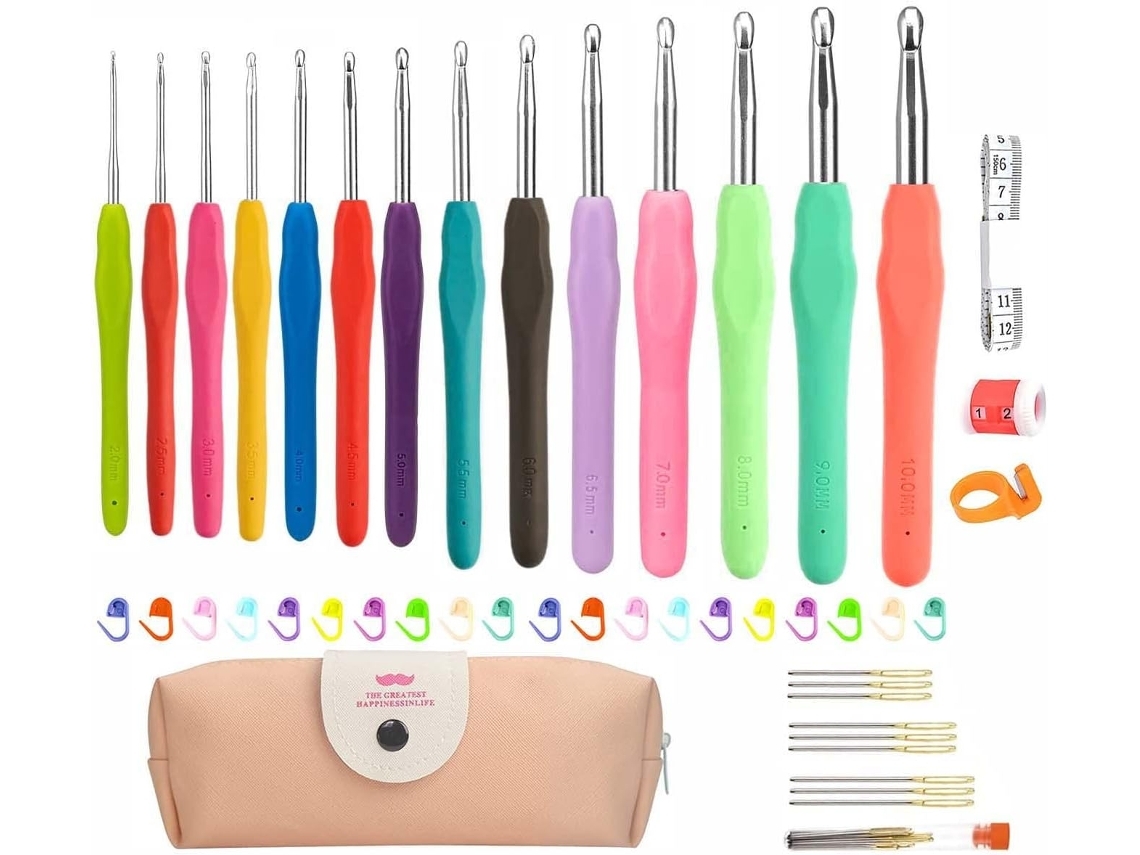 Conjunto De Agulhas De Crochê, Pacote Com 47 Unidades Agulhas De Crochê Ergonômicas Coloridas*