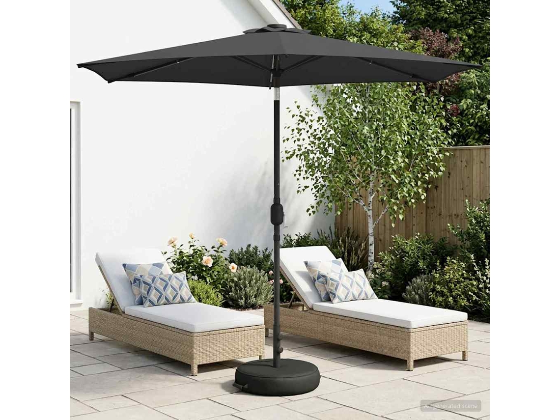 Vidaxl Parasol De Jardim Com Luzes Led E Base 270 X 270 Cm Poliéster