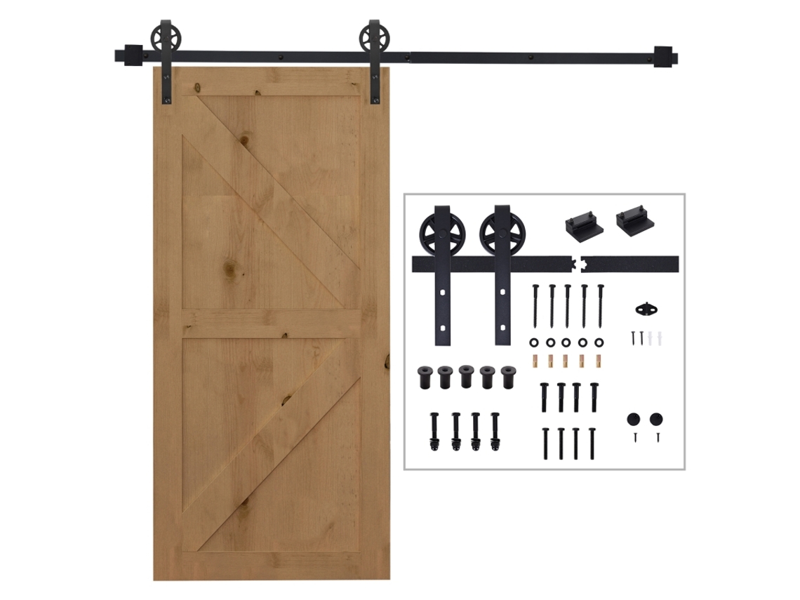 Ferragens Porta Correr 200cm Aço Carbono Preto Completo VELTRIX