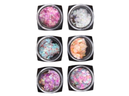 Set De Paillettes E Pó De Brilho Para Unhas Art Gel 6 Cores Ferramenta De Manicure