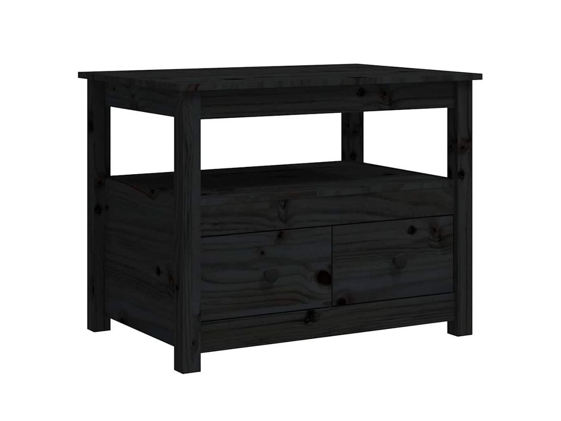Vidaxl Mesa De Centro 71x49x55 Cm Pinho Maciço Preto