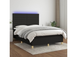 Cama Box Spring C/ Colchão E Led 140x190 Cm Tecido Preto