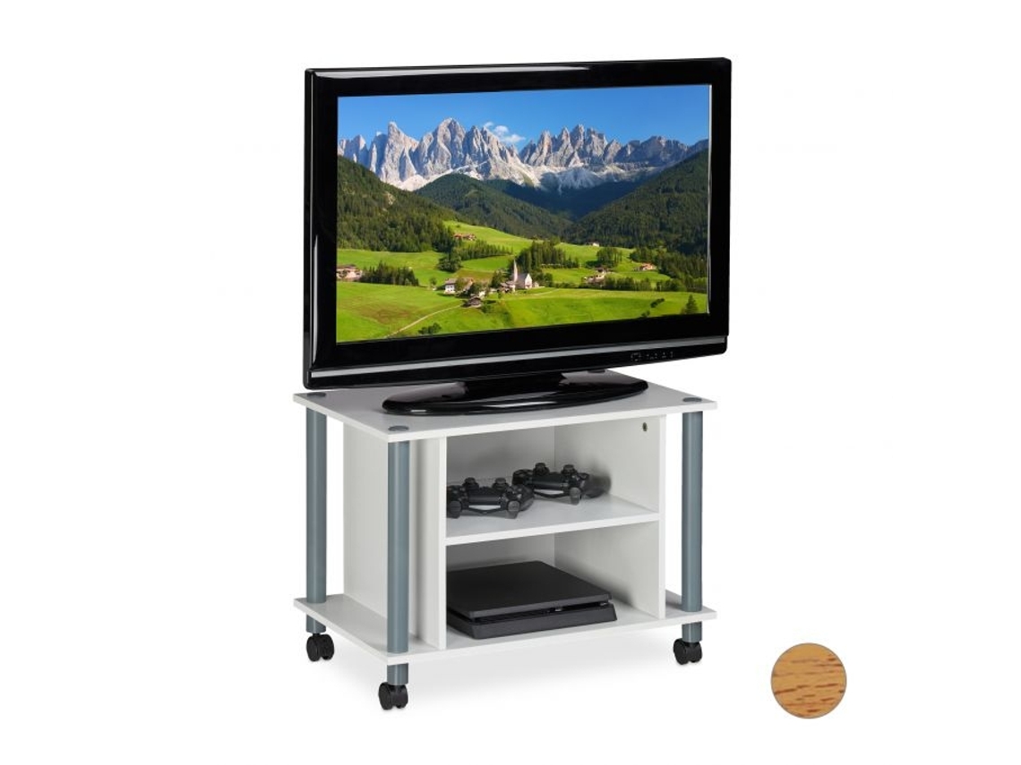 Mesa De Tv Com Rodas E 2 Compartimentos B2x