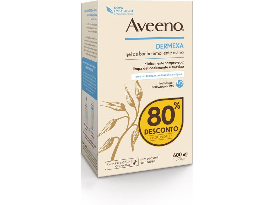 Gel de Banho AVEENO Gel Banho Dermexa 80% (2 unidades - 300 ml)