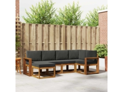 Vidaxl Conjunto De Sofás Para Exterior 6 Pcs Natural E Antracite