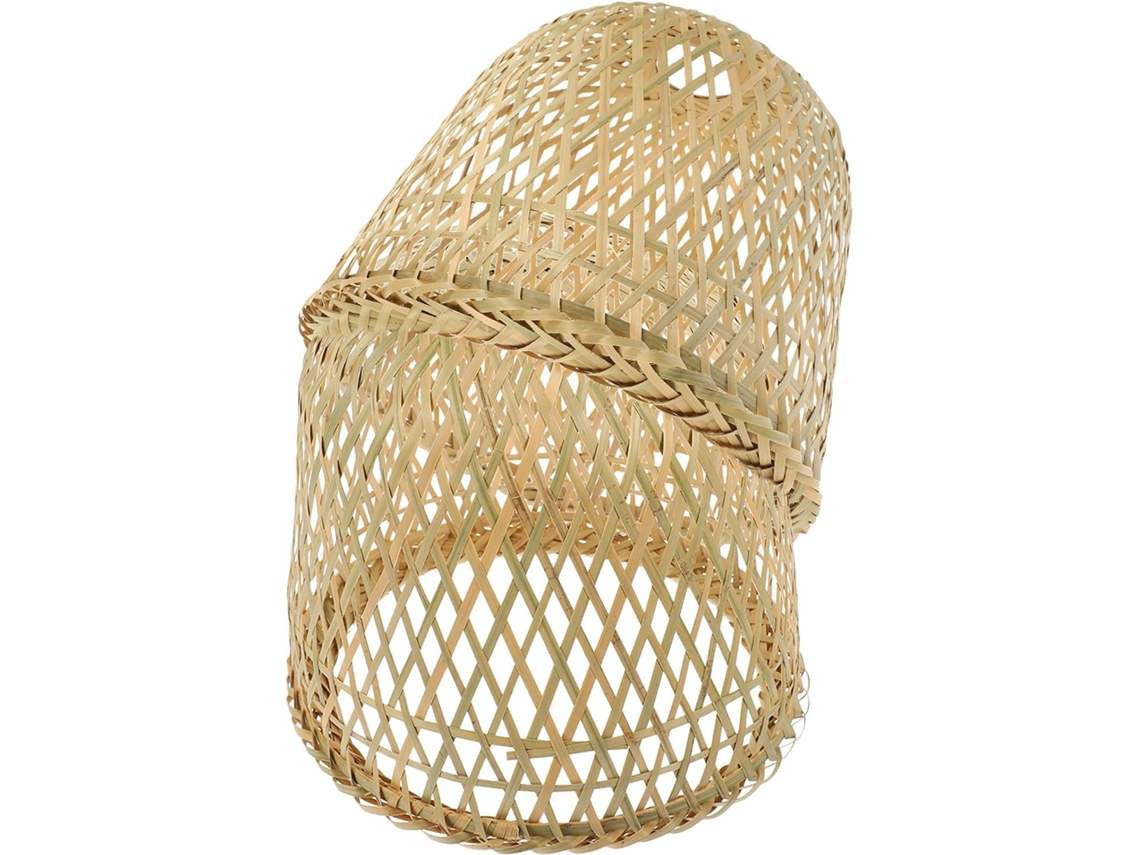 Abajur Rústico De Bambu Trançado Em Duas Peças Com Tampa De Vime Para Decoração.