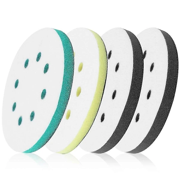 Conjunto de 4 Discos Lixa Espuma para Lixadeira Rotativa, Disco de Espuma Surfprep 5 Polegadas com 8 Furos BRILVIBERA