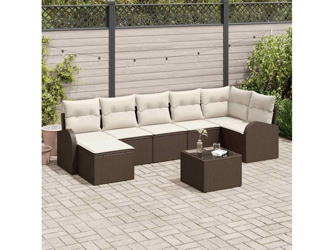 Vidaxl Conjunto De Sofá De Jardim 8 Unid. Castanho