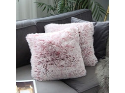 2026 2 Fundas Almohada Pelo Falso Suave Lujo 45x45 Cm Rojo Ombre para Sofá Cama Decoración Hogar