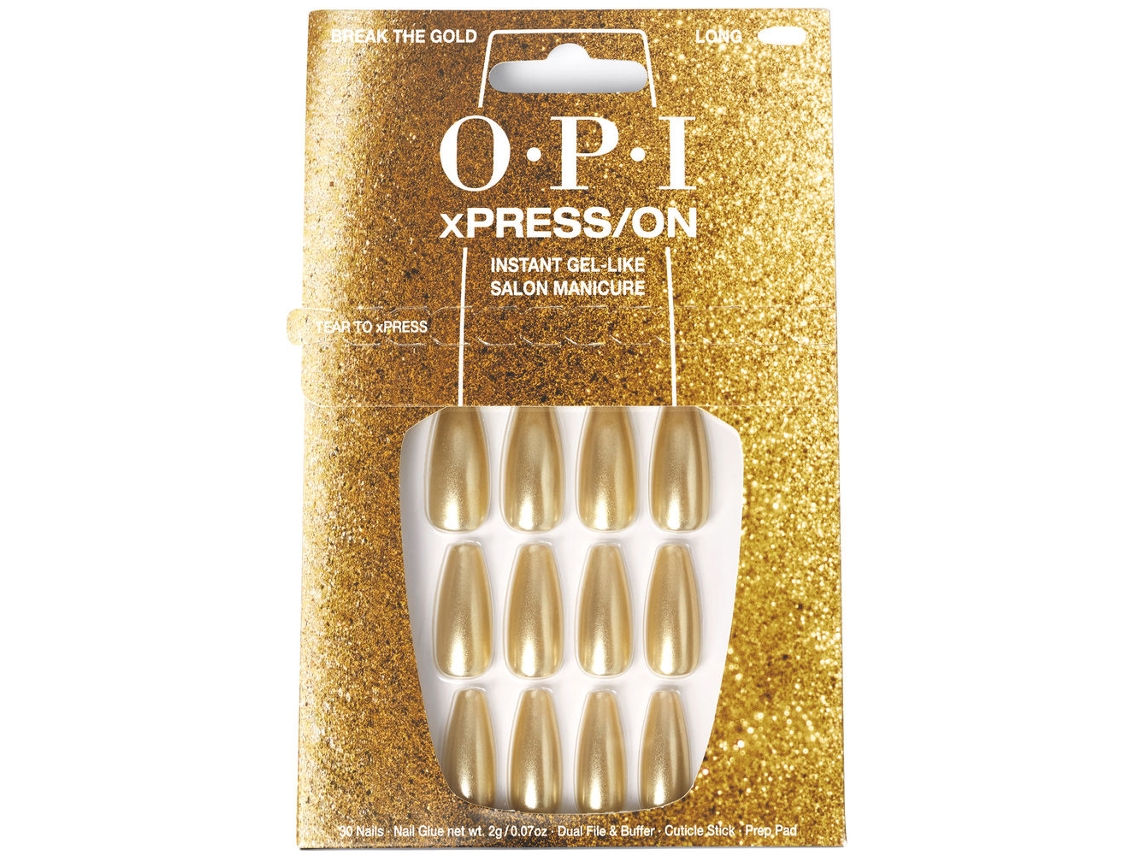 Opi Xpress/on Unhas Artificiais Nail Art break The Gold Opi