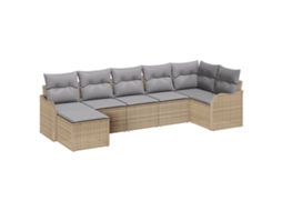Conjunto 7 Sofá Modular Vidaxl Bege Vime Pe (287,5 X 122,5 X 69 Cm)
