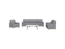 Vidaxl 3 Pcs Conjunto De Sofás Com Almofadas Tecido Cinzento-escuro