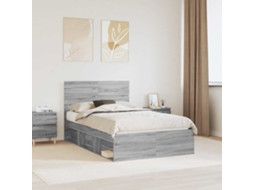 Vidaxl Estrutura Da Cama Com Cabeceira Cinza Sonoma 120 X 190 Cm