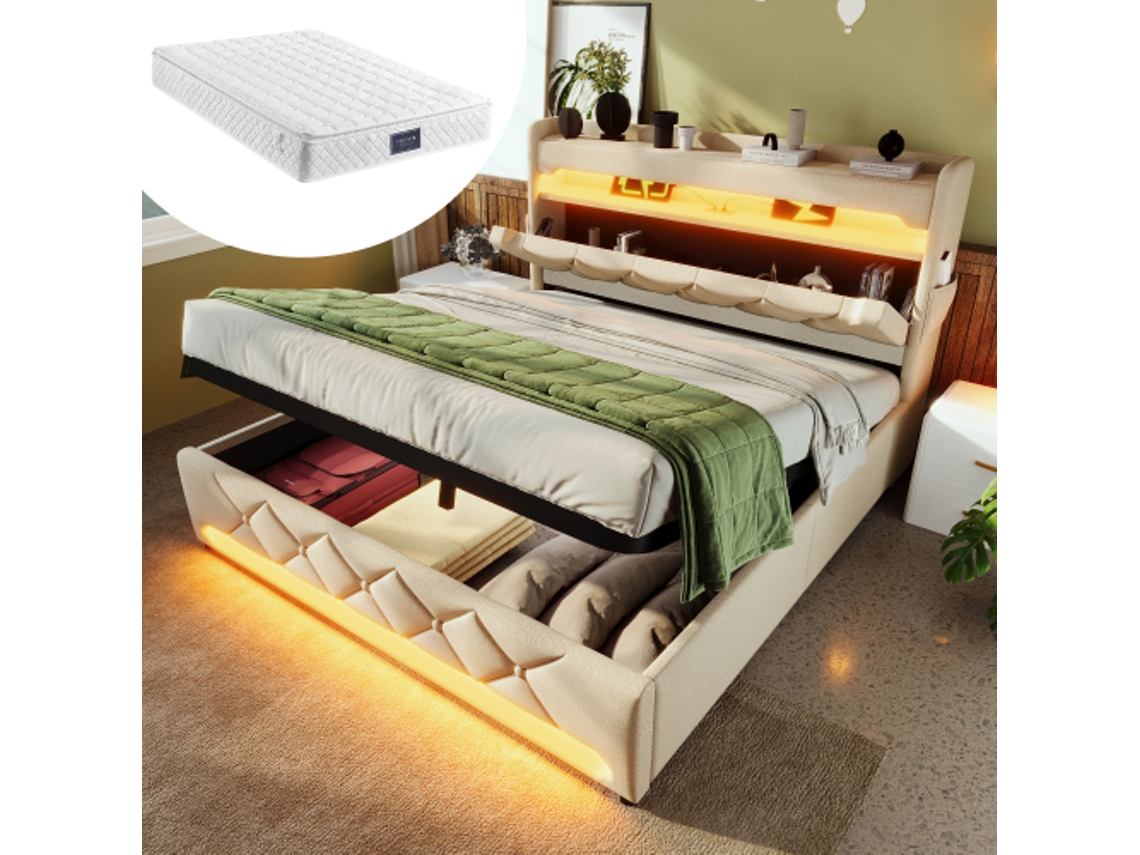 Cama Casal, Robusta, Durável, Design Prático, Fácil Instalação, Qualidade Superior, Colchão Não Incluso