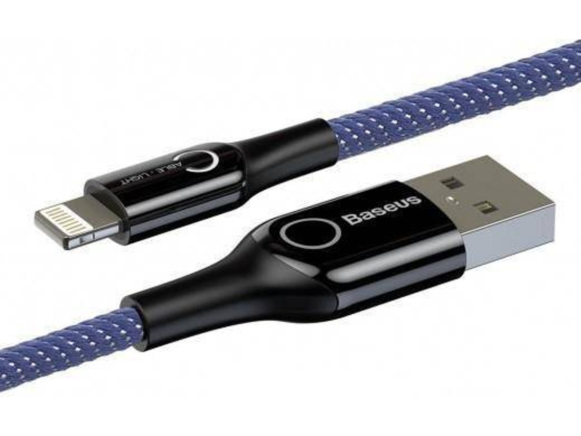 Cabo BASEUS (Lightning 1 m 2.4A Azul) Worten.pt