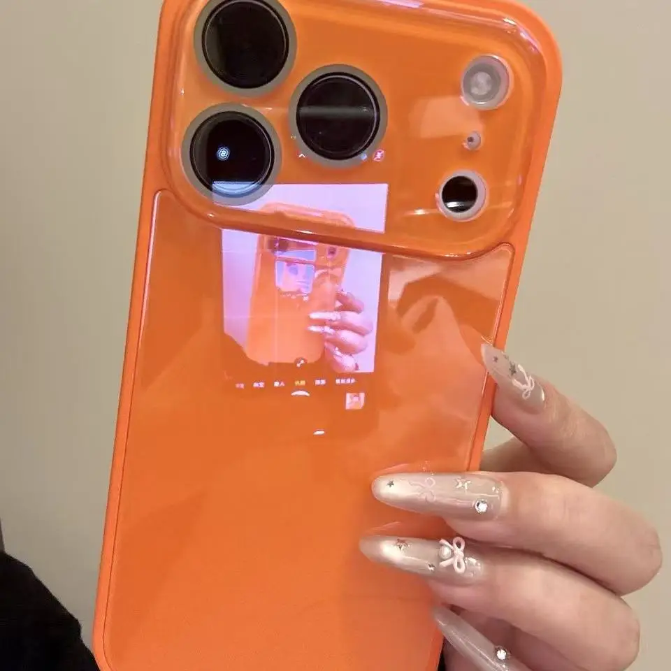 Capa De Câmera Em Vidro Temperado (laranja Para Iphone 13 Pro Max) Com Moldura Resistente A Impactos.