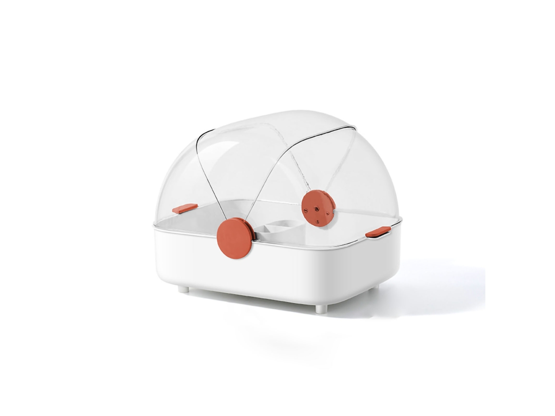 Nova Line caixa de Armazenamento para Utensílios de Mesa Multifuncional com Tampa e Drenagem Branco Laranja