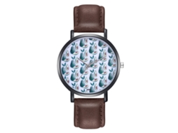 Relógio Feminino de Pulso de Quartzo com Pulseira de Couro Pu Padrão Simples Café