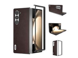Capa De Celular Elegante De Couro Com Moldura Preta Abeel Para Samsung Galaxy Z Fold6