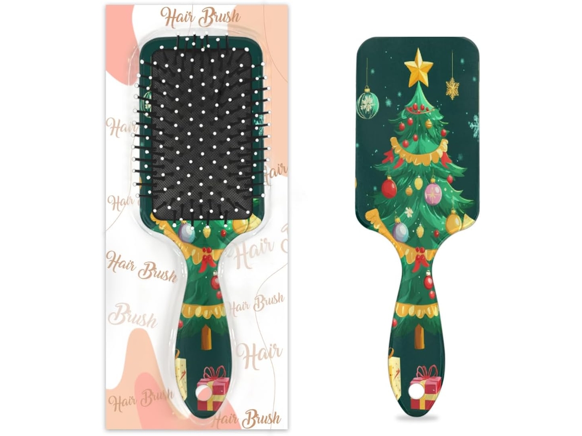 Escova Desembaraçadora Para Cabelos Molhados E Secos, Com Design De Árvore Natal, Pente Com Almofada De Ar Para Mulheres
