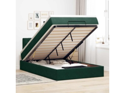 Vidaxl Cama Otomana Com Colchão 120x190 Cm Veludo Verde-escuro