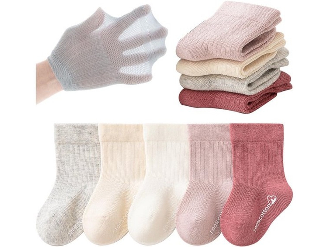 Calçados Para Bebés 5 Pares - Fio De Coton - Respirável - Leve - Unissex - Forma Confortável - Meias Para Bebés
