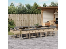 Vidaxl 11 Pcs Conj. Jantar Jardim C/ Almofadões Vime Pe Bege Misturado