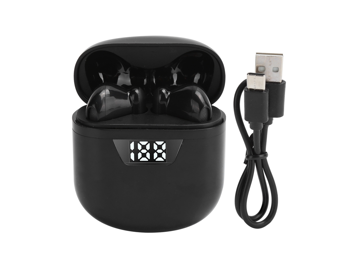 Fone De Ouvido Bluetooth Tws Sem Fio Com Display Digital De Energia Auriculares Semi Intra-auricular Preto