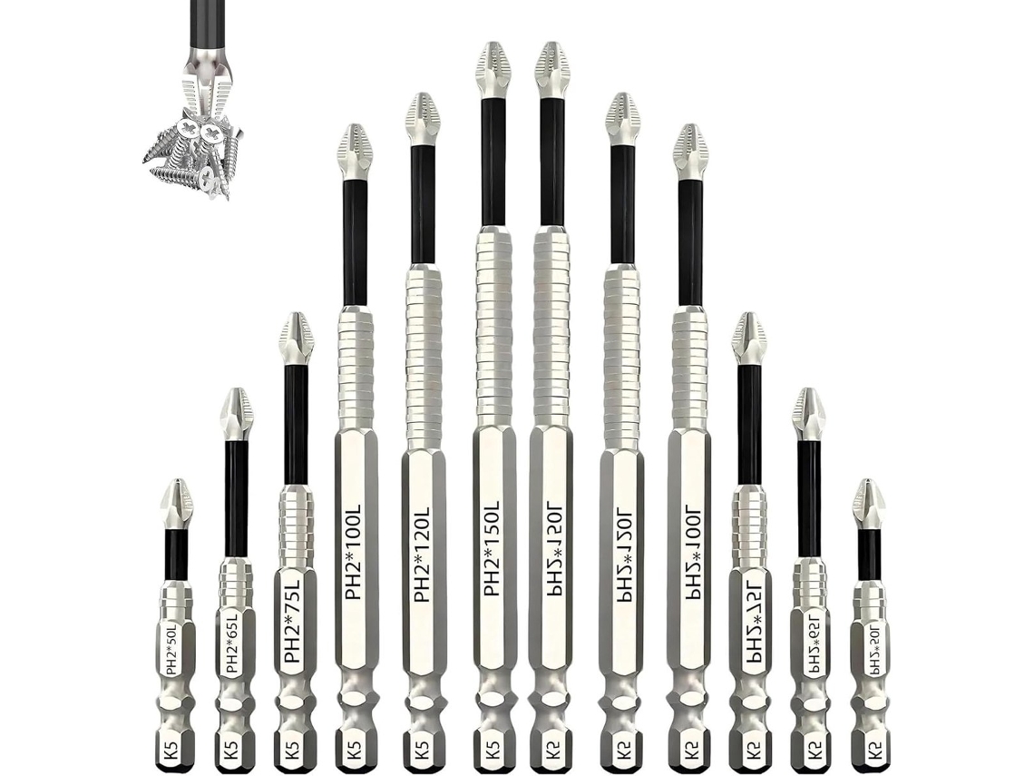 Conjunto De 12 Peças Parafusadeira E Furadeira Magnéticas K5 Com Antiderrapante, Ph2 Em Aço Inoxidável Durável, Ergonômicas 150 R -aquaforge