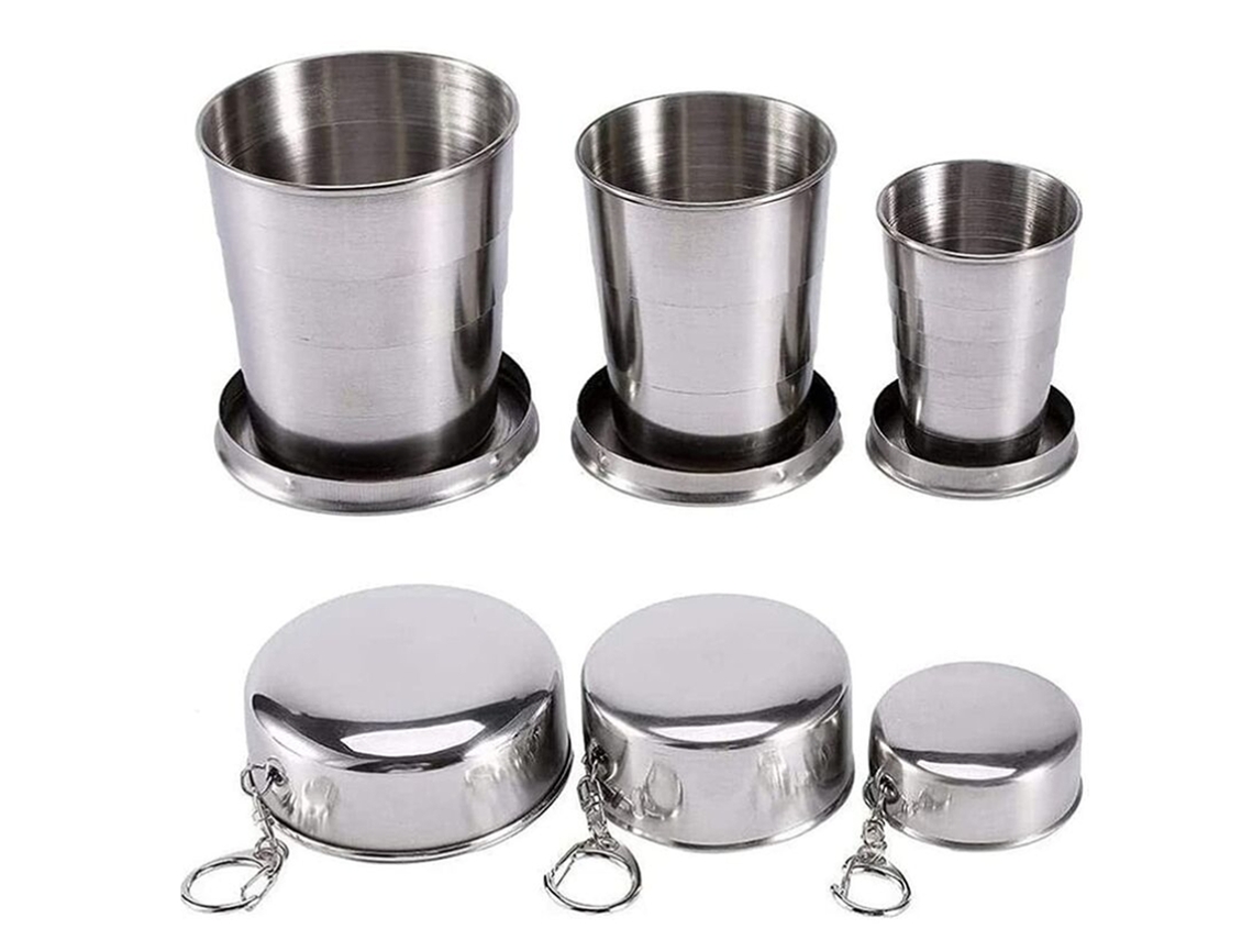 Caneca Dobrável Em Aço Inoxidável, Conjunto De 3 Brilvibera