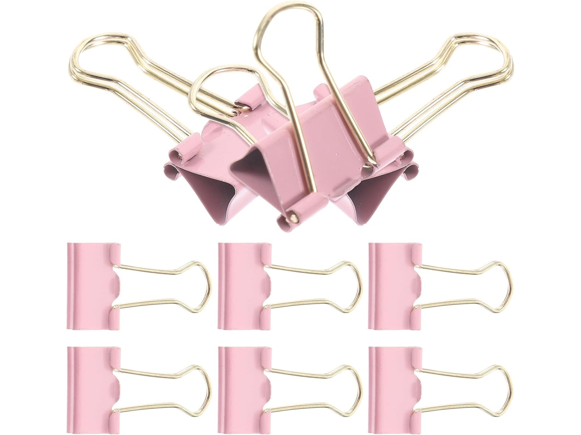 Conjunto de 9 clipes metálicos rosa médios de 19 mm, ideais para mesa e casa, perfeitos para organizar documentos e outros itens.