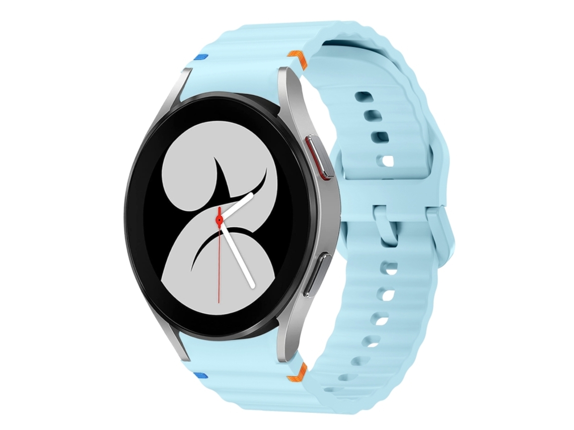 Bracelete Para Samsung Galaxy Watch 4 (40mm/44mm) - Silicone Costurado Com Padrão De Onda - Azul Claro