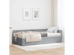 Vidaxl Estrutura De Cama De Canto Com Colchão 2 Unid. Cinzento-claro