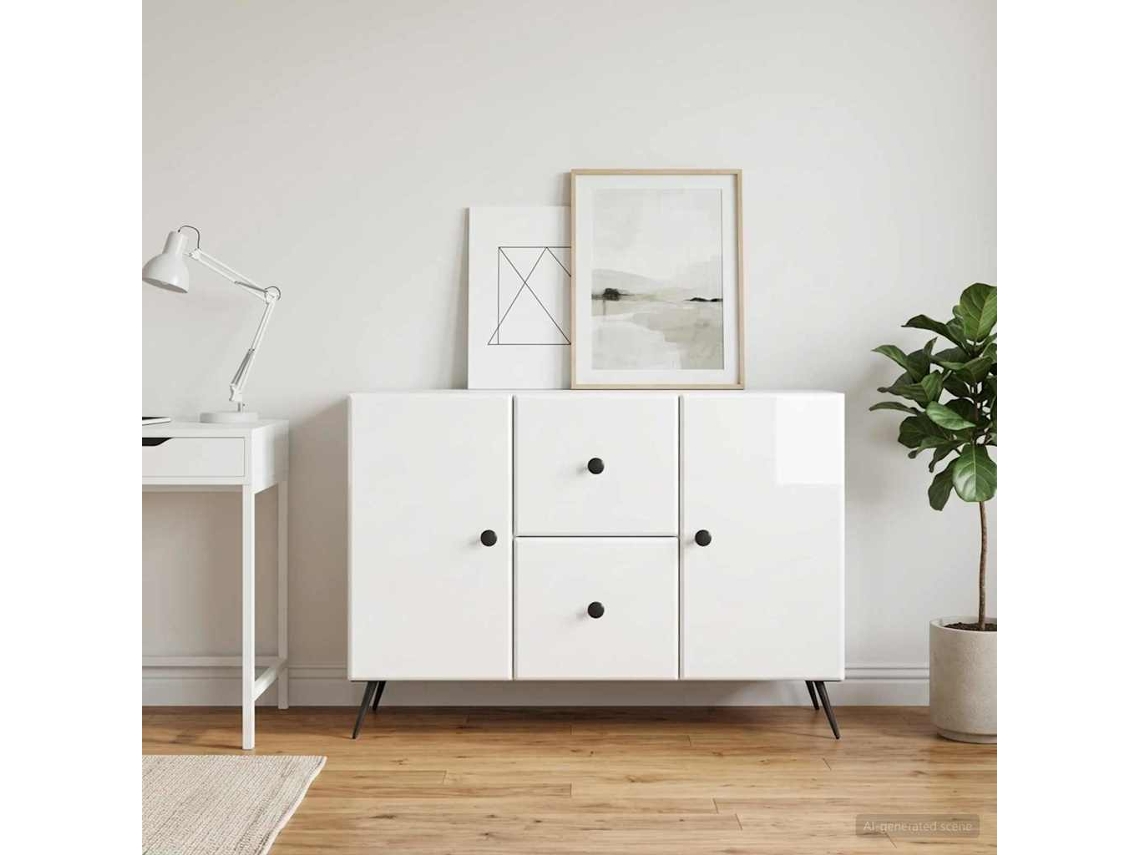 Vidaxl Buffet Branco Brilhante 89 X 34,5 X 60 Cm Derivados De Madeira