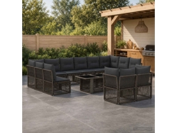 Vidaxl Conjunto De Sofá De Jardim 13 Unid. Cinzento Vime Pe