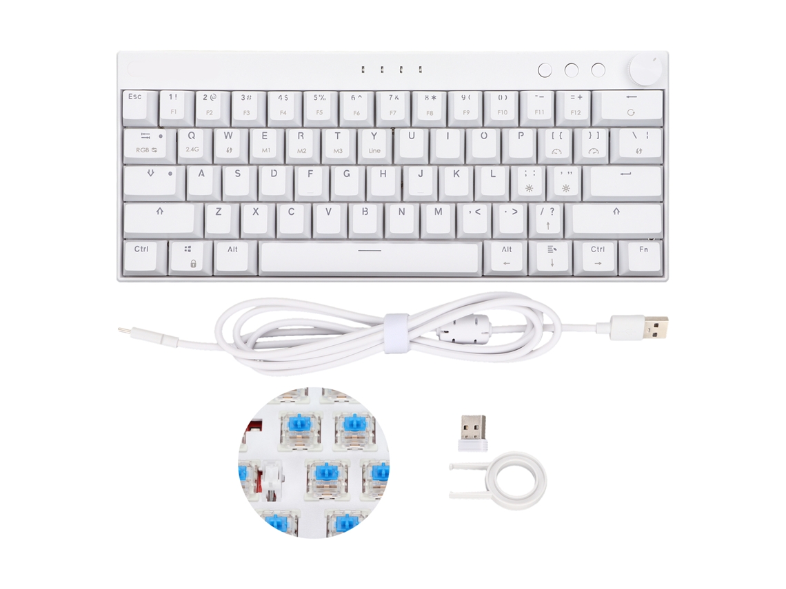 Aetheria teclado Mecânico Sem Fio 3 Modos 61 Teclas Rgb Backlight Switch Azul para Gaming e Escritório
