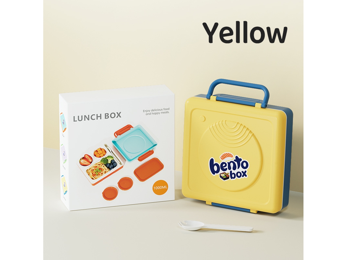 Lancheira Infantil 3 Compartimentos Livre De Bpa Meninas E Meninos Amarelo Panoona