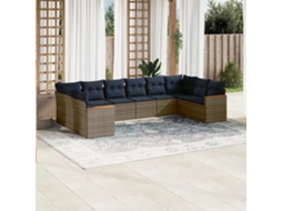 Conjunto de Sofá de Jardim, 10 Peças, Almofadas, Rattan Cinza MAISON EXCLUSIVE