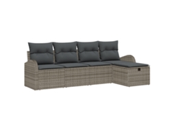 Conjunto 5 Móveis De Jardim Vidaxl Cinzento Vime Pe (234 X 117 X 85 Cm)