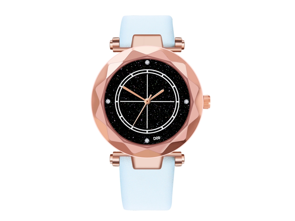 Relógio de Pulso Feminino de Quartzo com Pulseira Pu, Mostrador Rombus e Fivela Magnética