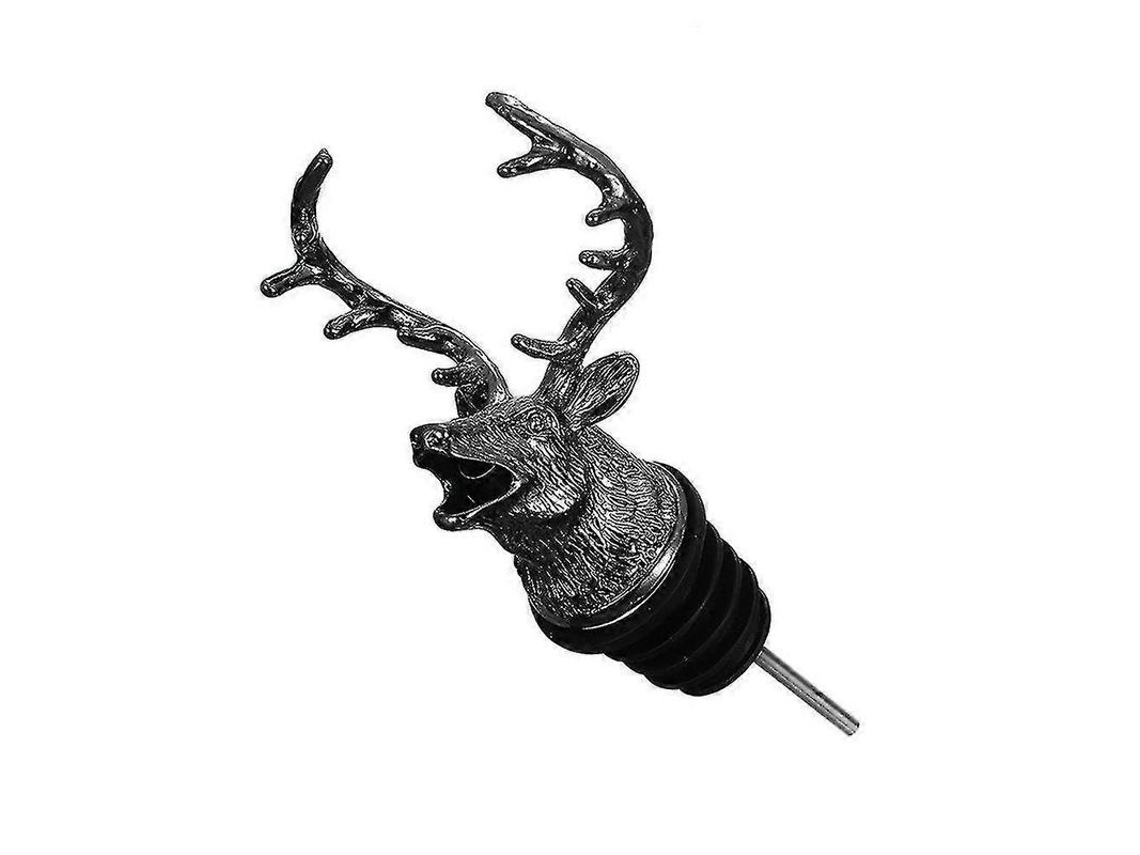 Enchuta de Vinho, Cabeça de Veado, Liga de Zinco, Acessório de Bar, Prata, 11.5cm