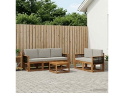 Vidaxl Conjunto De Sofás Para Exterior 6 Pcs Natural E Cinzento-claro