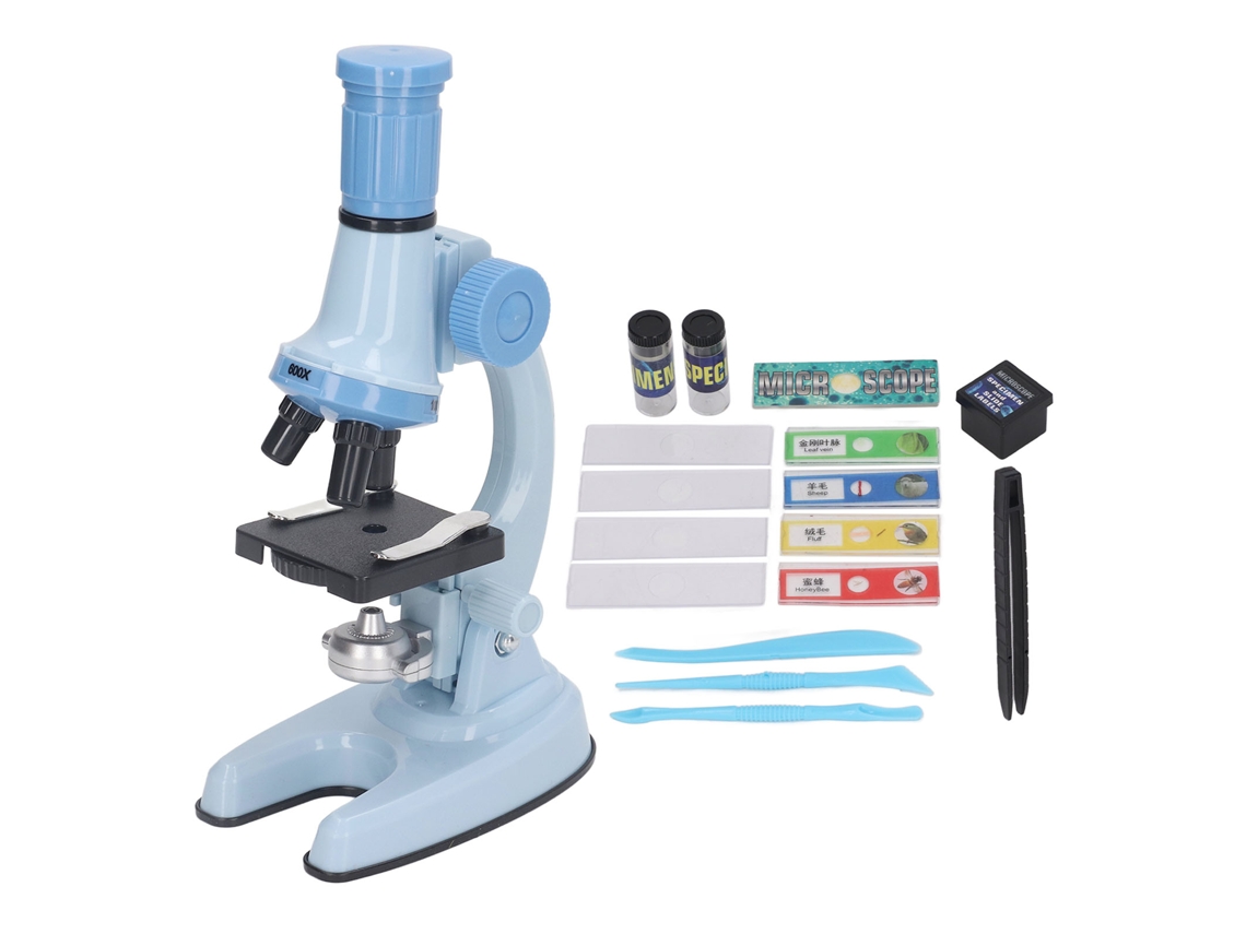 Microscópio Infantil com Imagem Nítida, Brinquedo Educativo Científico com Lupa e Luz Led Azul BRILVIBERA