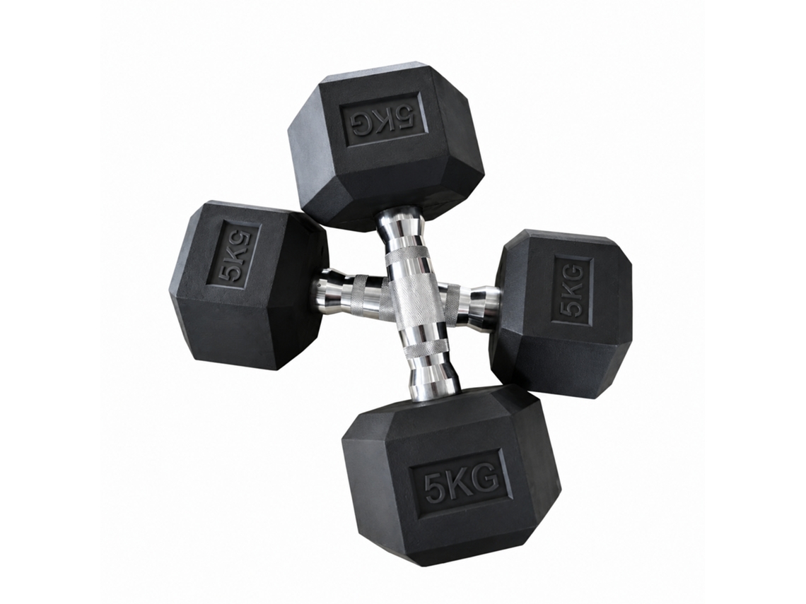 Halter Hexagonal De 5 Kg Com Pega Antiderrapante E Revestimento Resistente Para Fitness E Musculação Default Title